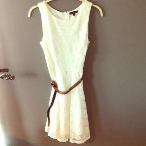 White lace dress with belt